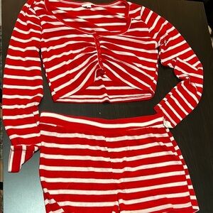 Colsie Red and White Striped Pajama set